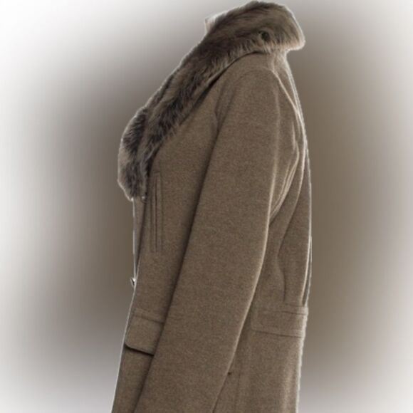 Ralph Lauren Olive Drab Wool Felt Double Breasted Shearling Collar Coat - Picture 5 of 14